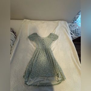 Green and white dress